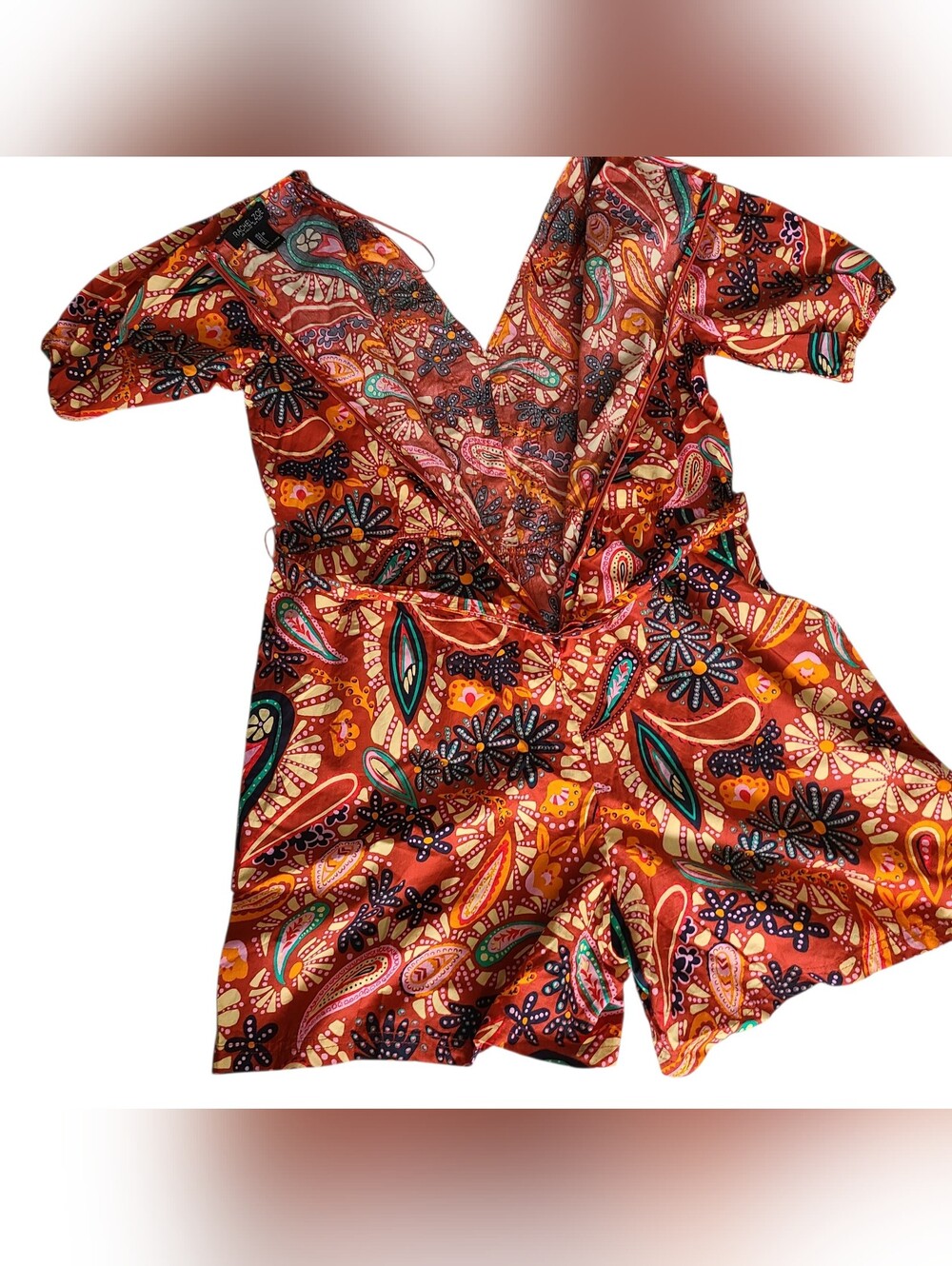 RACHEL ZOE | MULTI-COLOR BELTED ROMPER | SIZE LARGE - Picture 11 of 16